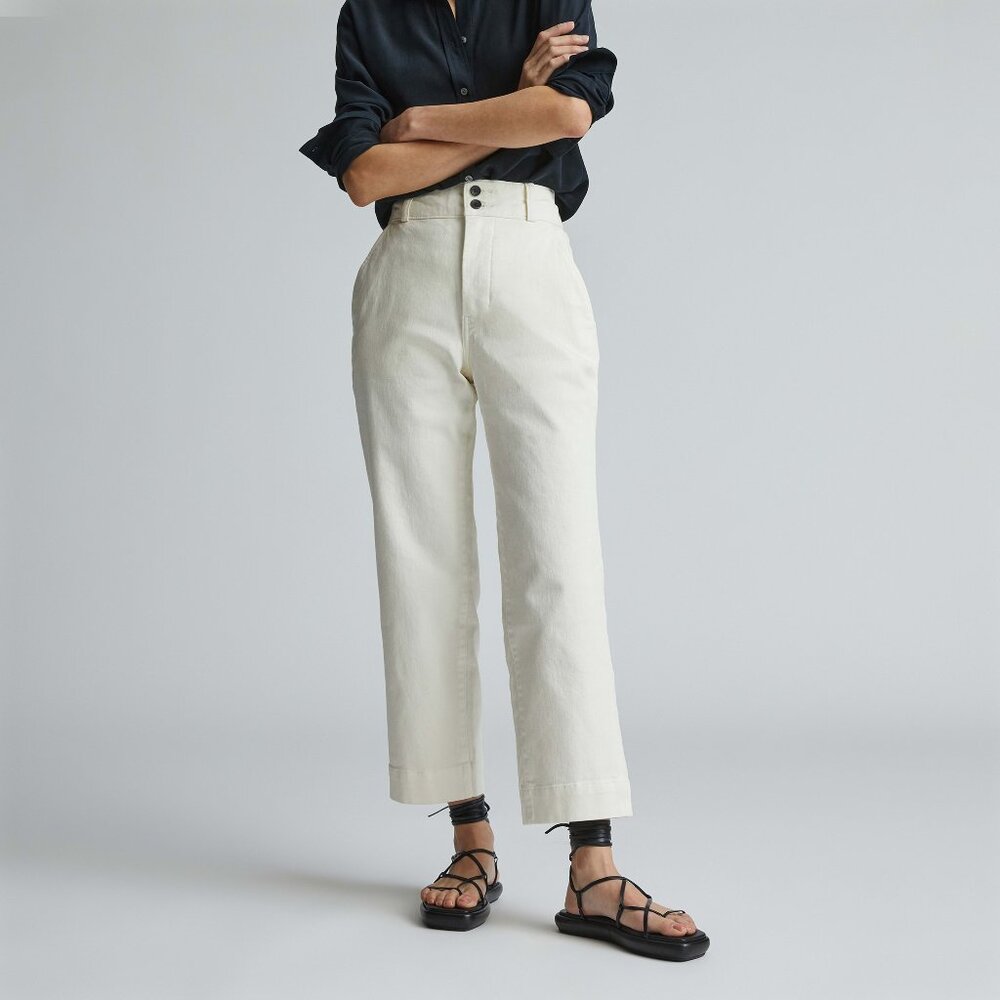 NWT Everlane Women's Organic Straight-Leg Pant in Bone White, Size 16